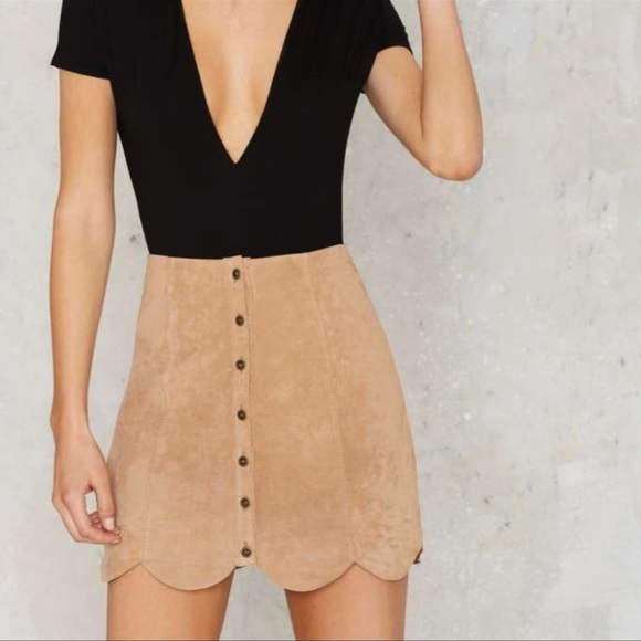 bagatelle suede leather mini skirt